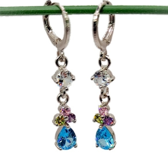 🎀925 Five Gemstone Water Drop Earrings - Picture 4 of 10